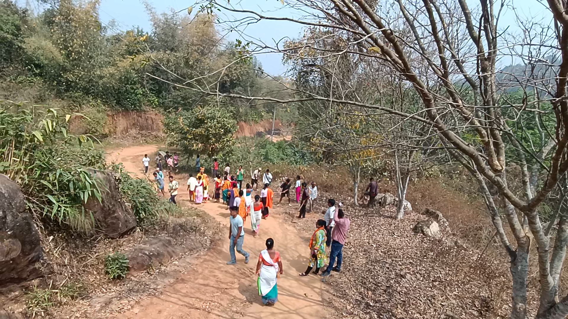 Public repaired damaged road at Khetri