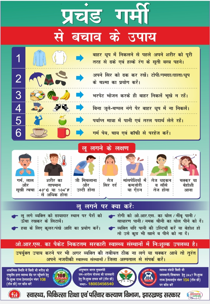 nhm heat wave advisory in jharkhand