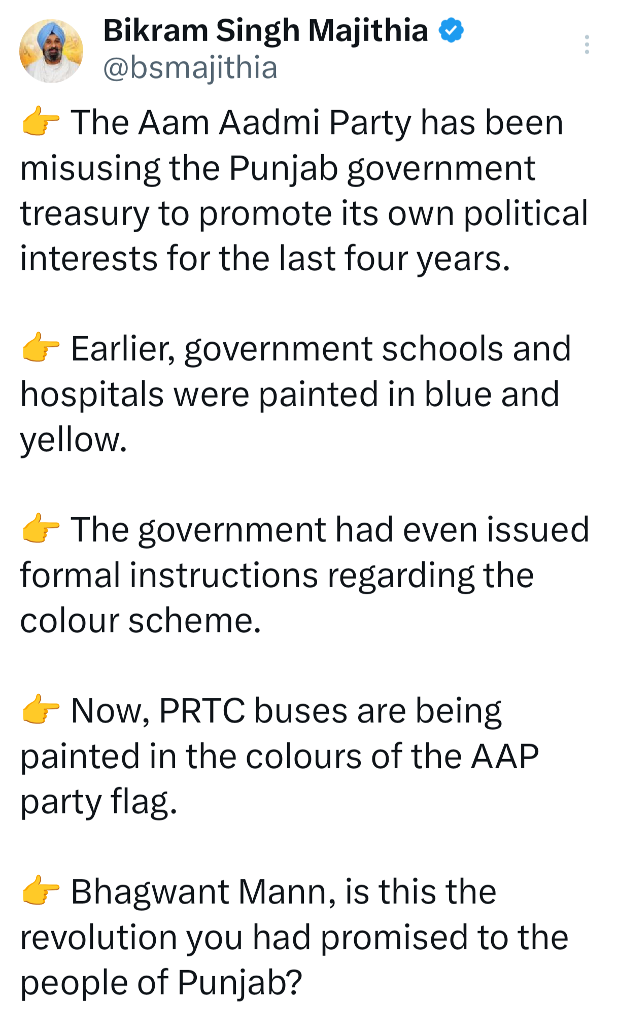 SAD LEADER BIKRAM MAJITHIA on government buses