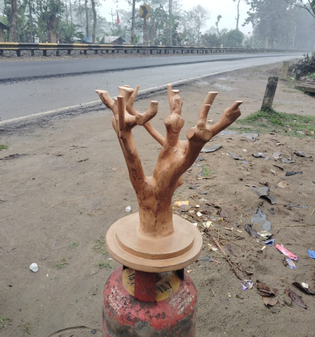 An artist has made various furniture from the trunk of a discarded tea tree in Dibrugarh