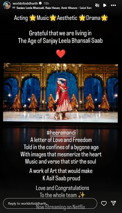 Actor Siddharth praises his fiance Aditi Rao Hydari