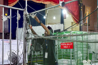 An official sets up a CCTV camera at a counting centre ahead of the result declaration of the Kerala Assembly elections, in Thiruvananthapuram, Saturday, May 2, 2026.