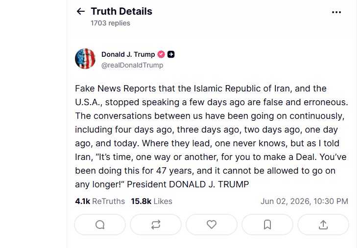 Trump Says Talks 'Going On Continuously'