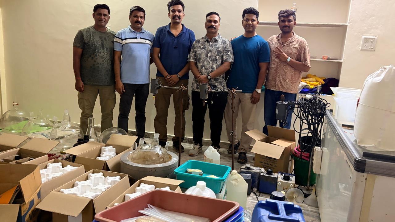 Mumbai Police with seized narcotics