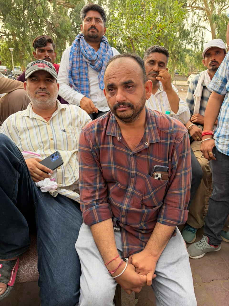 Anita's husband and relatives at MDM Hospital in Jodhpur.