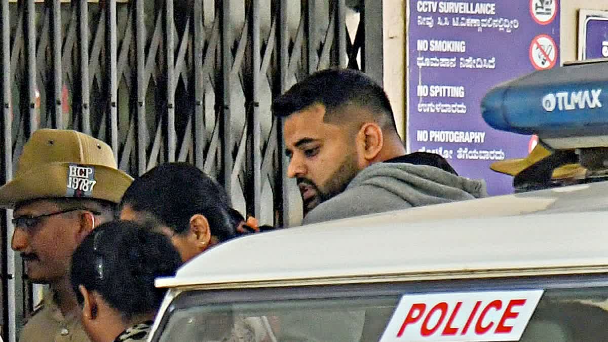 In this May 31, 2024 file photo, suspended JD(S) leader Prajwal Revanna being taken to a hospital for medical examination under tight security, in Bengaluru