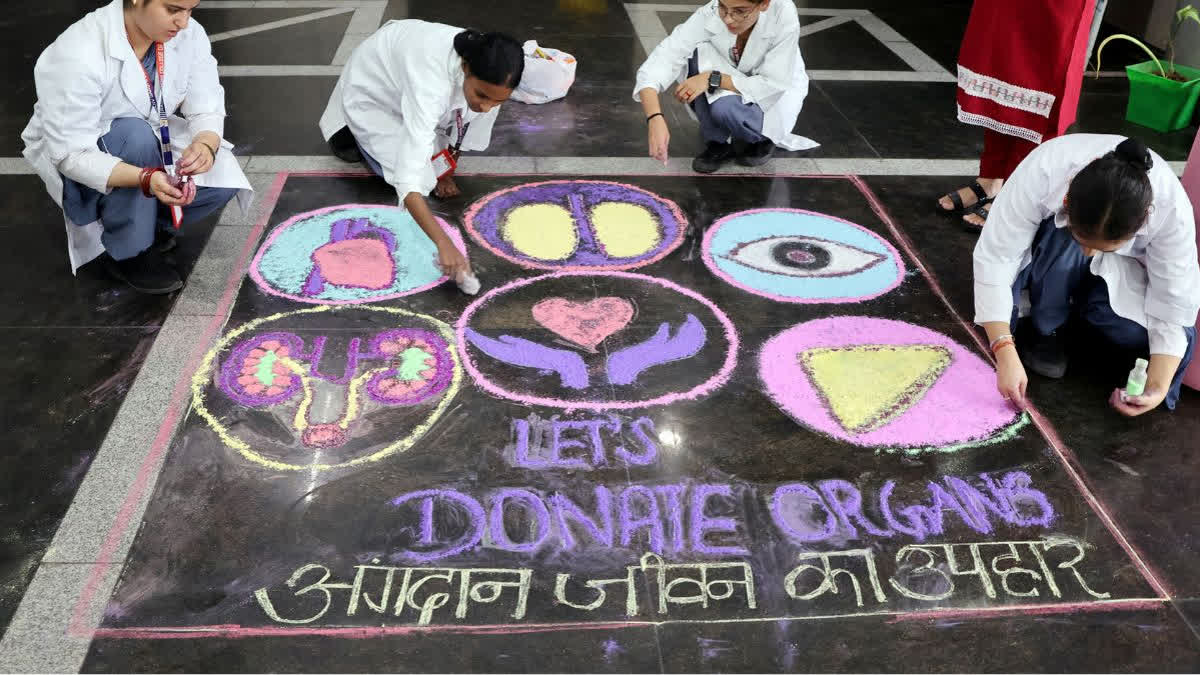 With 20,138 Organ Transplants In 2025, India Recorded Highest-Ever Tally: National Organ & Tissue Transplant Organisation Nursing students create Rangoli art to spread awareness of Organ Donation Month at Super Specialty Hospital in Jammu on July 17