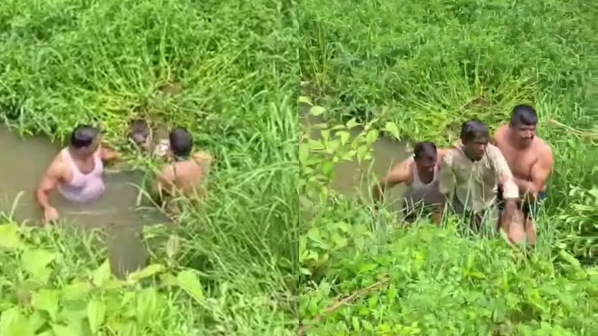 Shivamogga: Police nab thief hiding in lake by jumping into water