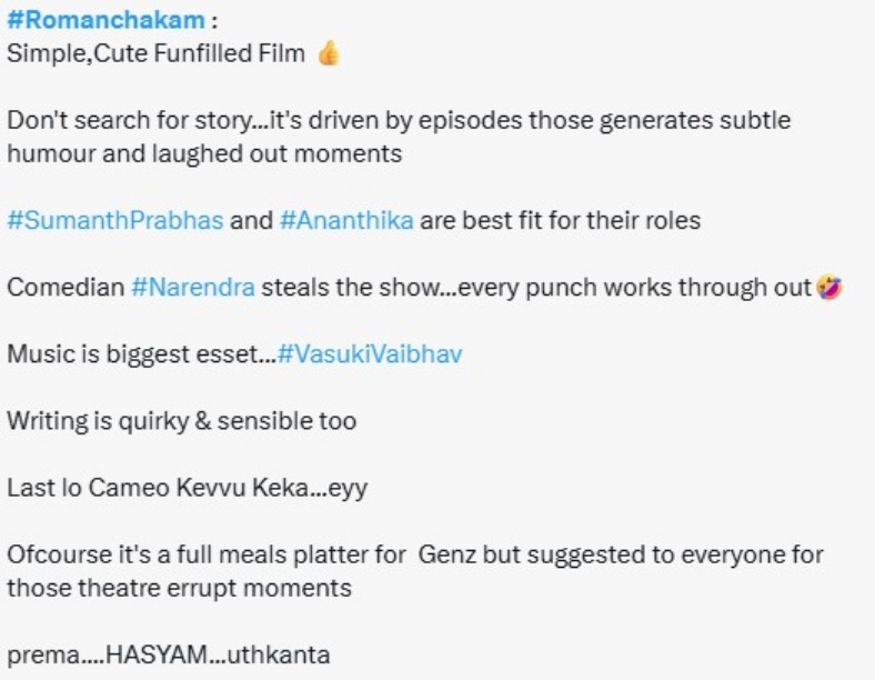 Romanchakam X Review