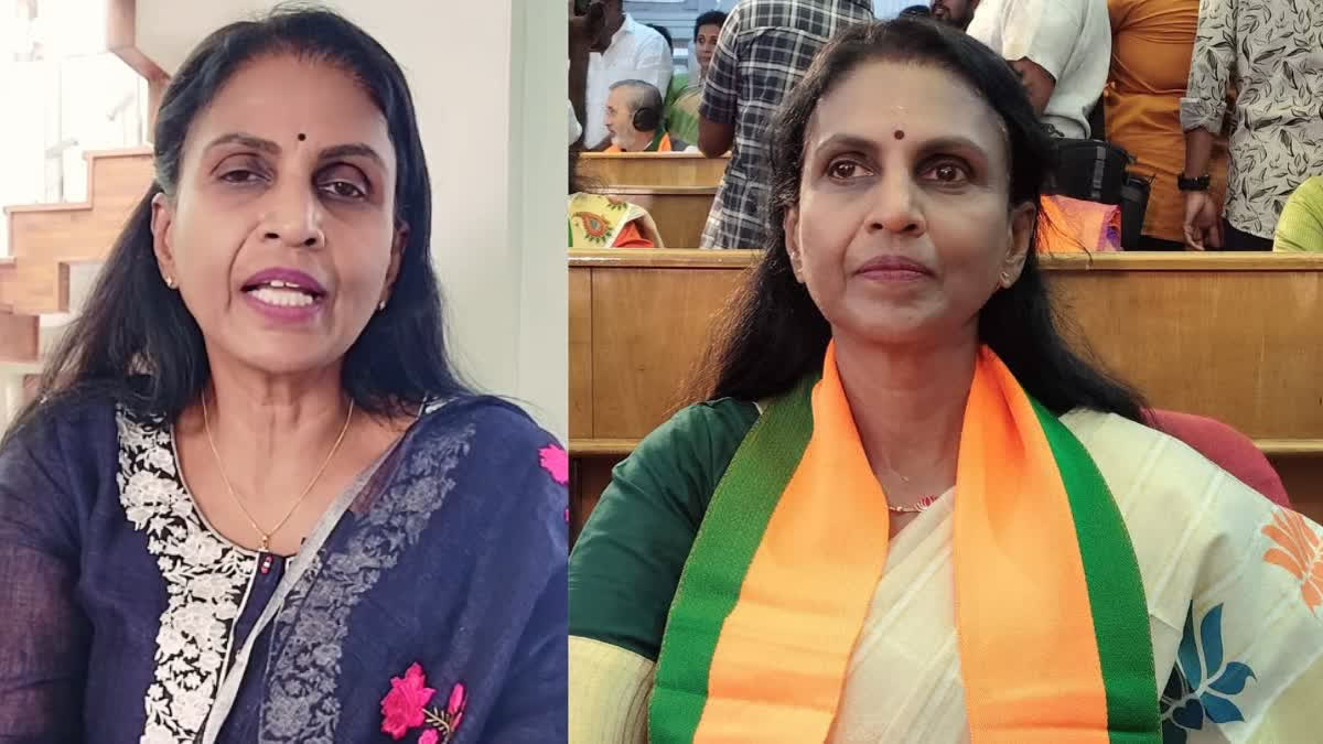 Sreelekha Quits As BJP Councillor Councillor from Sasthamangalam ward 1st BJP MAYOR IN KERALAM VV RAJESH THIRUVANANTHAPURAM CORPORATION BJP