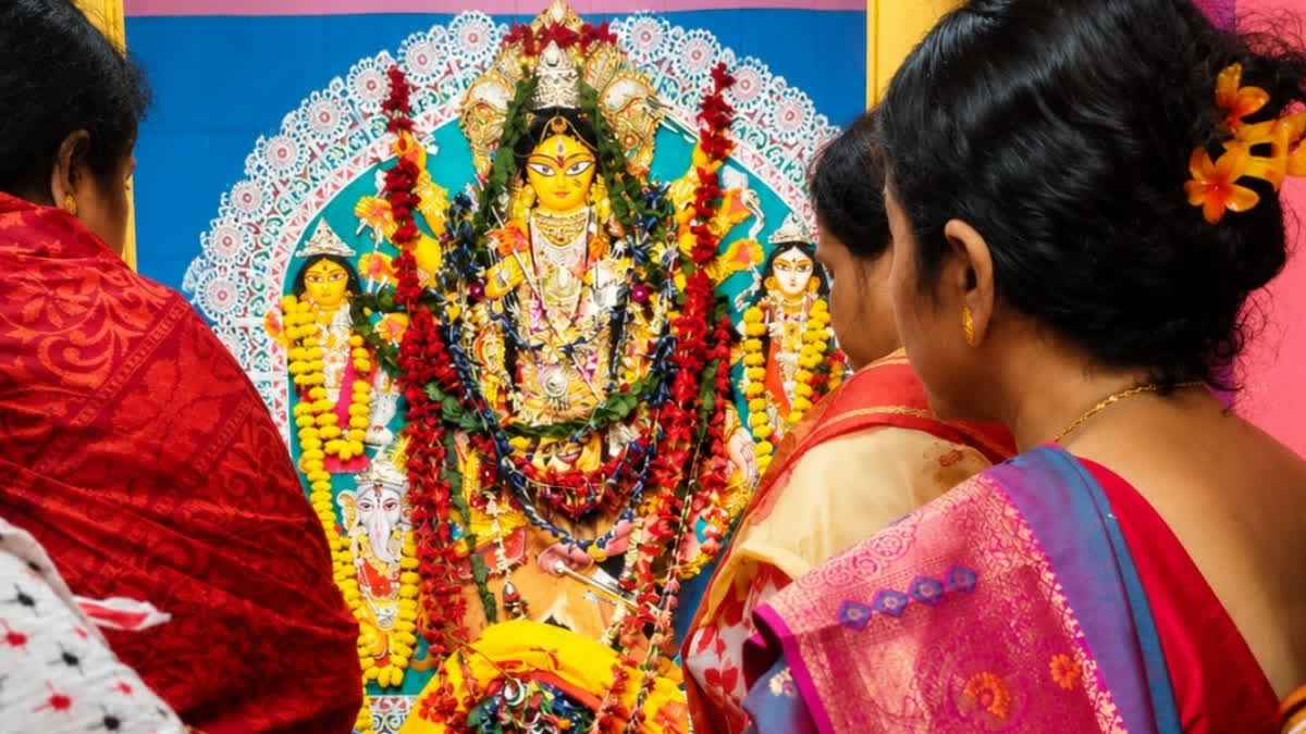 Fish Bhog And 108 Blue Lotuses: In Midnapore, Durga Comes Home On A Scroll For A 200-Year-Old Family Puja Fish Bhog And 108 Blue Lotuses: In Midnapore, Durga Comes Home On A Scroll For A 200-Year-Old Family Puja