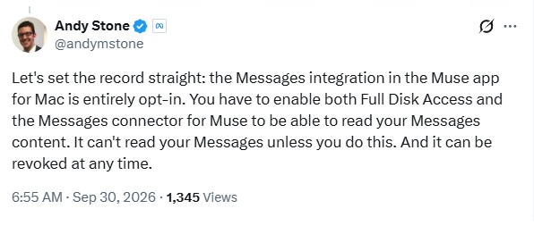 Meta clarifications on muse controversy