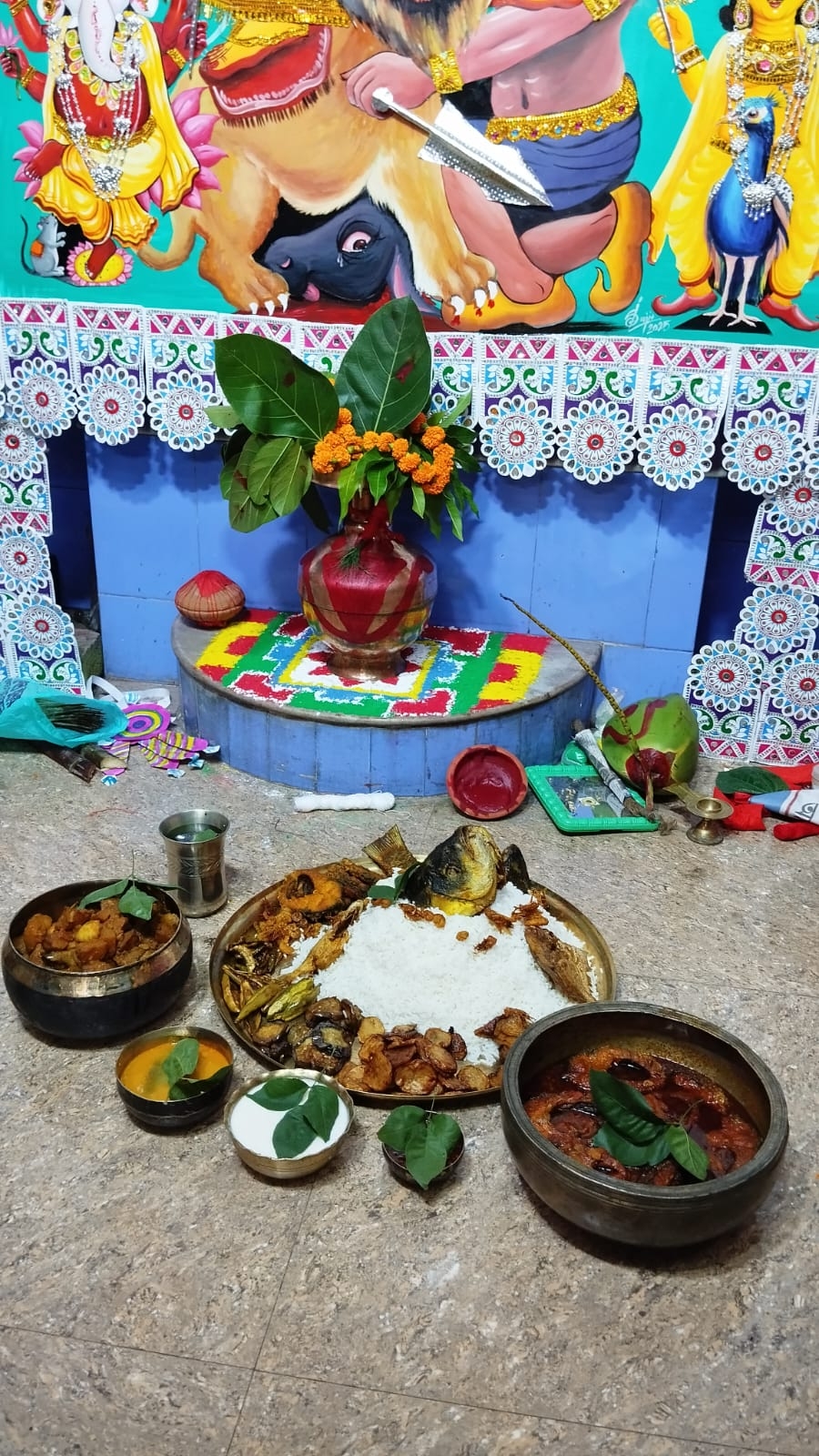 Fish Bhog And 108 Blue Lotuses: In Midnapore, Durga Comes Home On A Scroll For A 200-Year-Old Family Puja