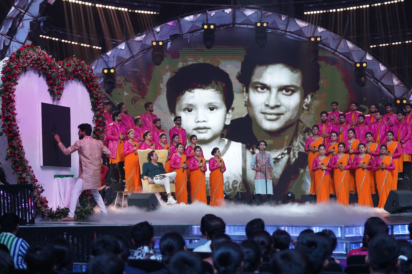 Dipu Bora paints a portrait of zubeen Garg in  Zee Bangla reality show a tribute to late singer