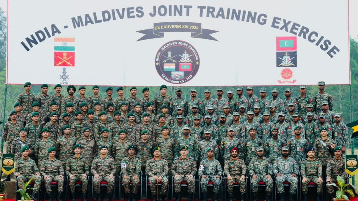 India-Maldives joint military exercise EKUVERIN underway in Kerala, focus on counter-terrorism operations.