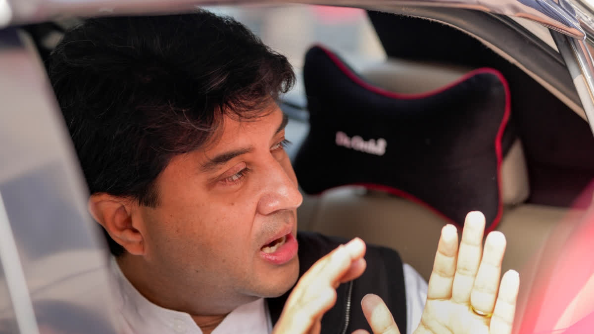 Union Minister Jyotiraditya Scindia at the Parliament complex during the Winter session, in New Delhi, Tuesday, Dec. 2, 2025.