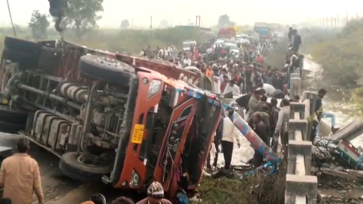 Truck overturned in accident