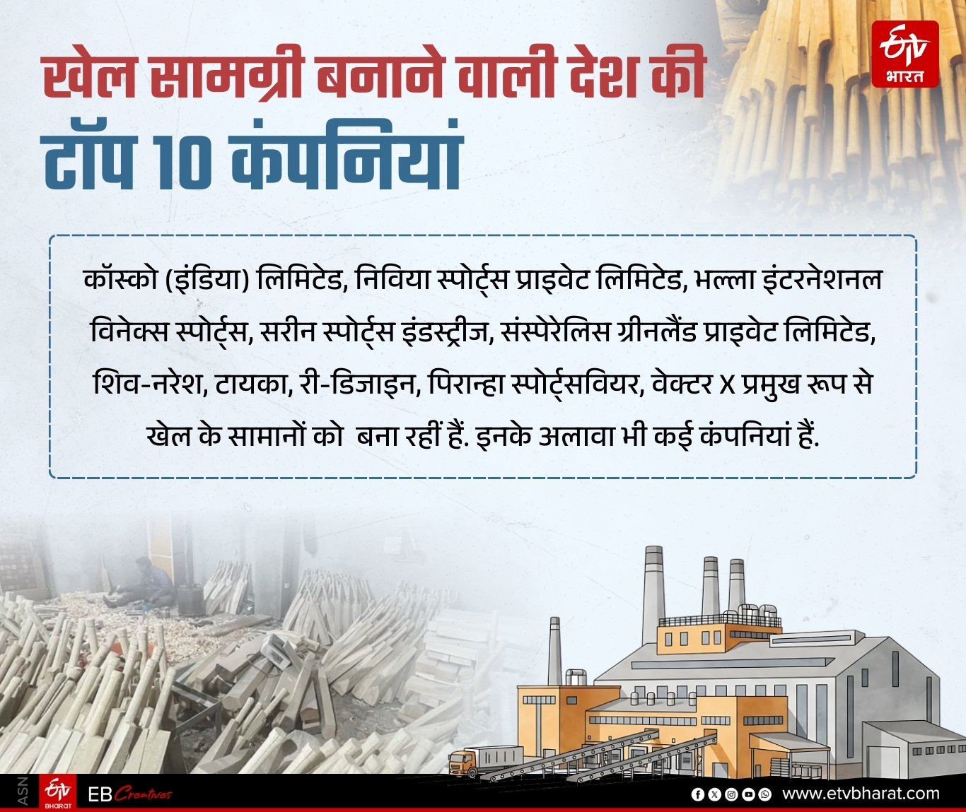 भारत में कई कंपनियां बनाती है खेल के सामान.