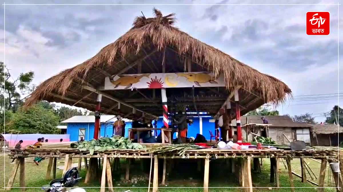 Jonai villagers preparation for mising traditional festival porag