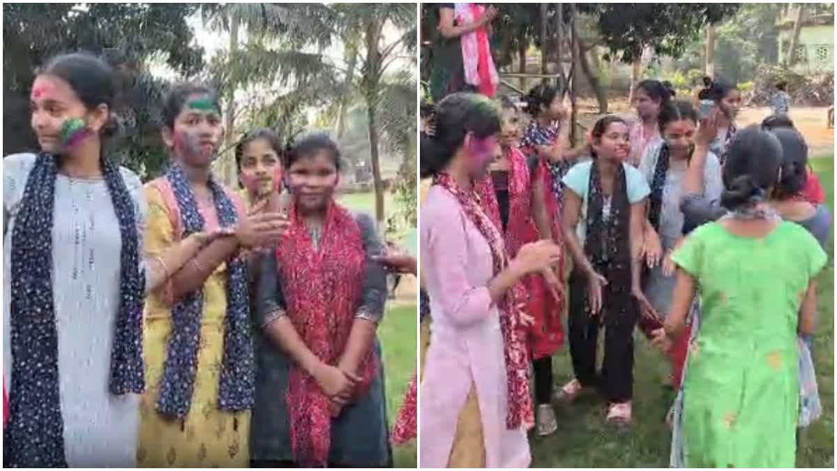 Holi celebration at bhima bhoi school for blind