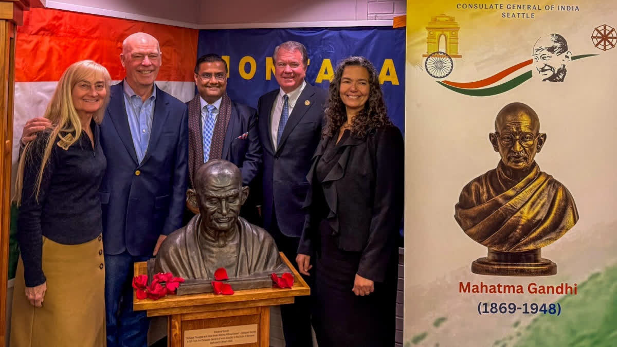 first bust of Mahatma Gandhi was unveiled in Montana