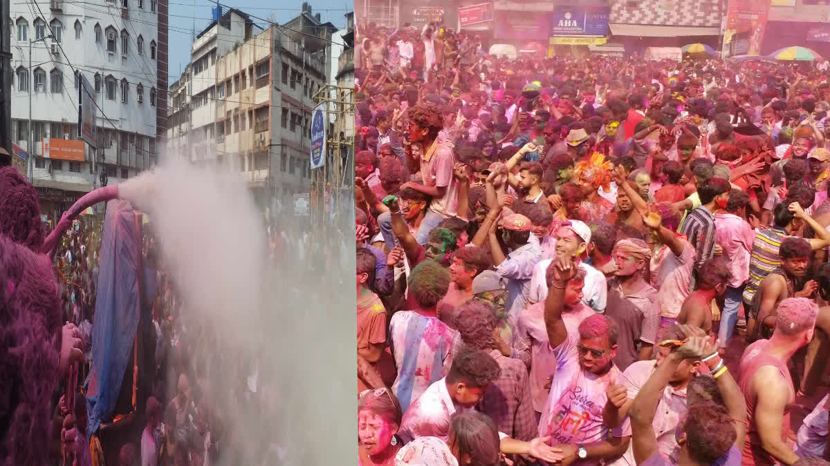 Holi celebrated in Fancy Bazar Guwahati