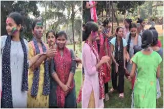 Holi celebration at bhima bhoi school for blind