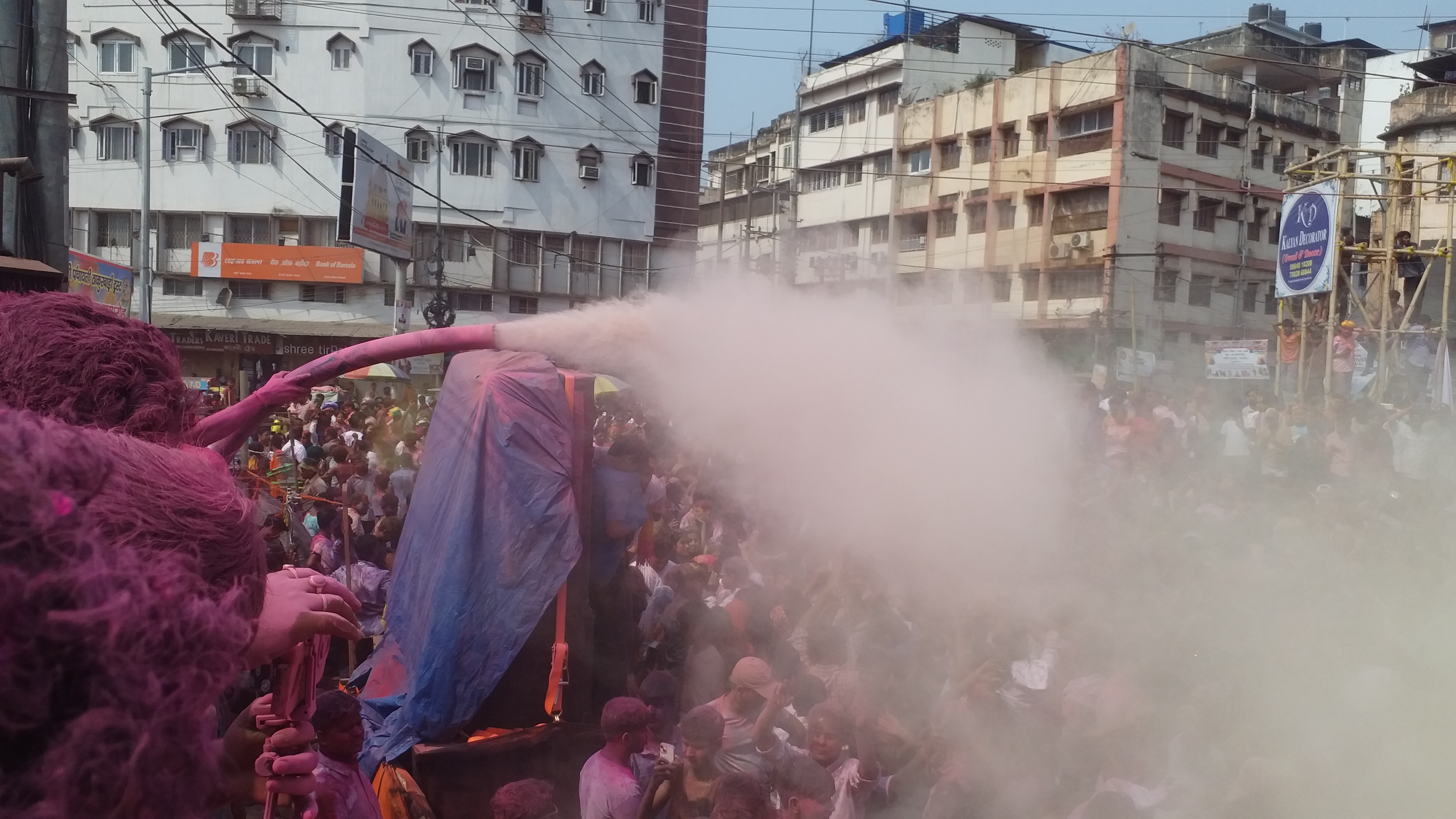 Holi celebrated in Fancy Bazar Guwahati