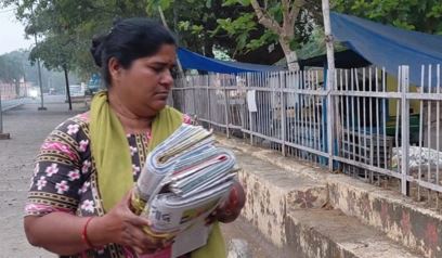 Shubha Rani has been distributing newspapers in the capital for 24 years.