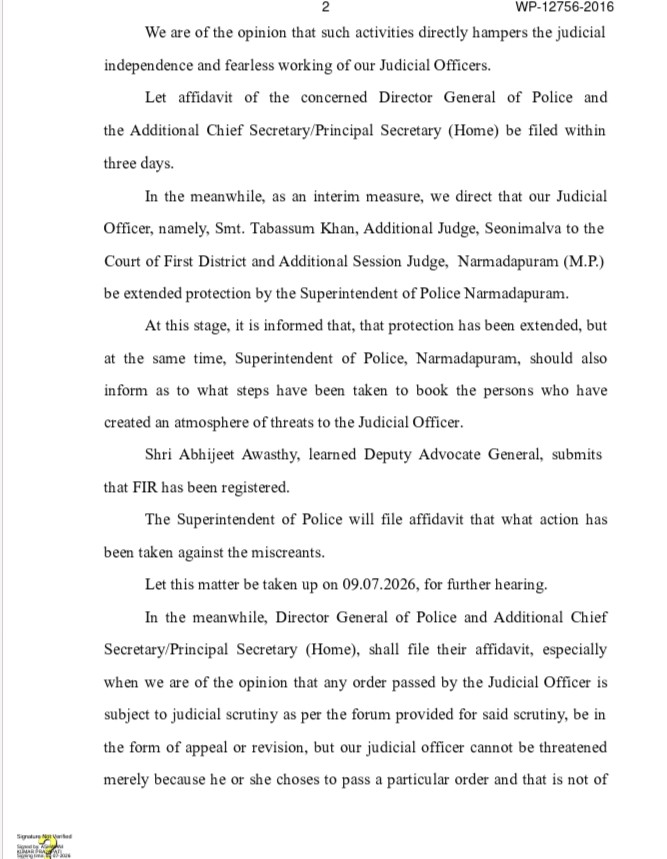 THREATS JUDGE SEONI MALWA