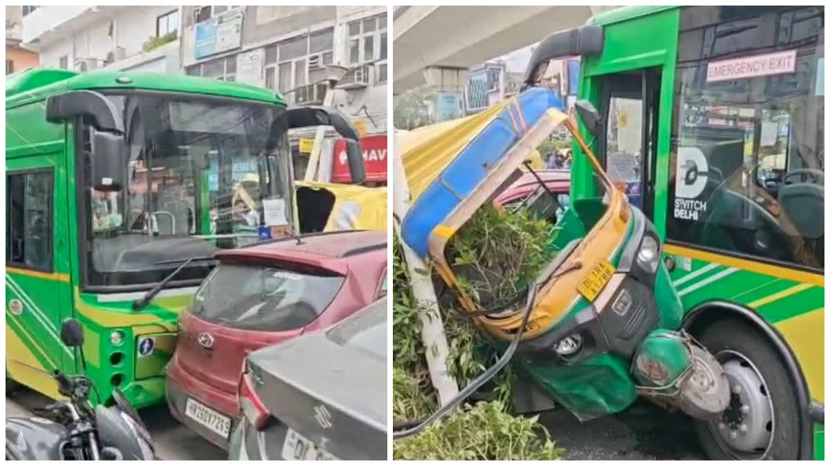 दिल्ली के लक्ष्मी नगर में DTC बस का कहर, कई वाहनों को रौंदा, एक की मौत