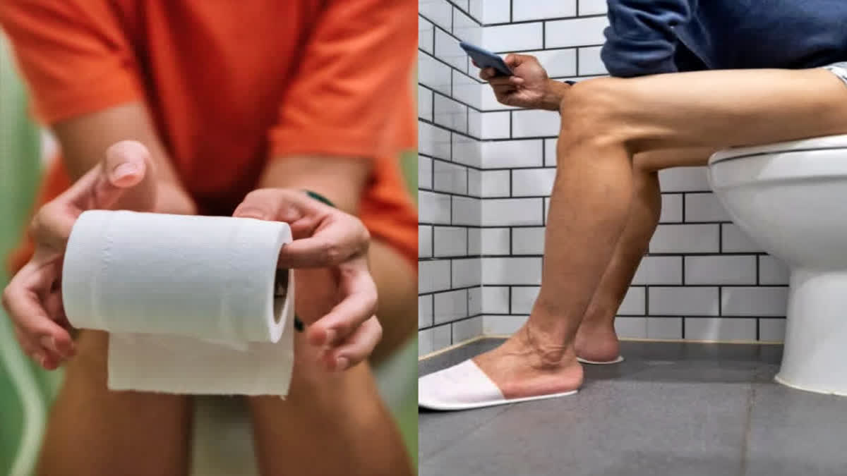 Person sitting on the toilet
