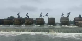 Watch | Students Risk Lives Jumping Over Pillars Crossing Swollen Betwa River To Reach School In MP