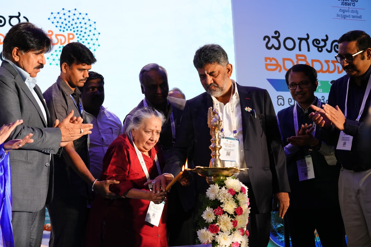 Shivakumar lights the inaugural lamp at the INDIA NANO 2026.