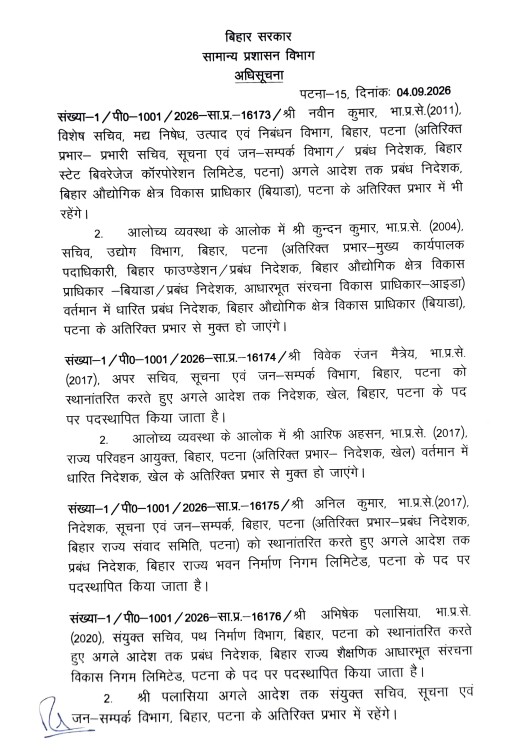 Bihar IAS Transfer