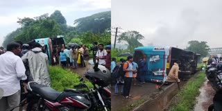 DAKSHINA KANNADA  BUS ACCIDENT  ಎಕ್ಸ್‌ಪ್ರೆಸ್ ಬಸ್ ಪಲ್ಟಿ  ಪಣಂಬೂರು