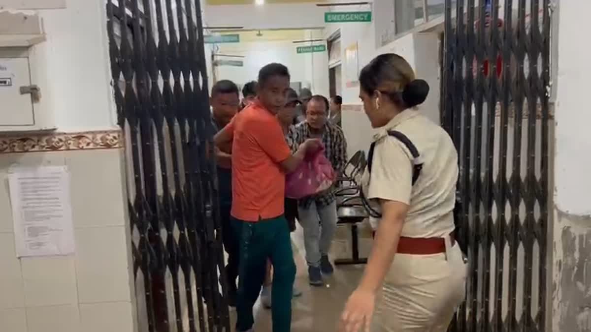 Injured being admitted to a hospital after a car accident in Kalimpong, West Bengal