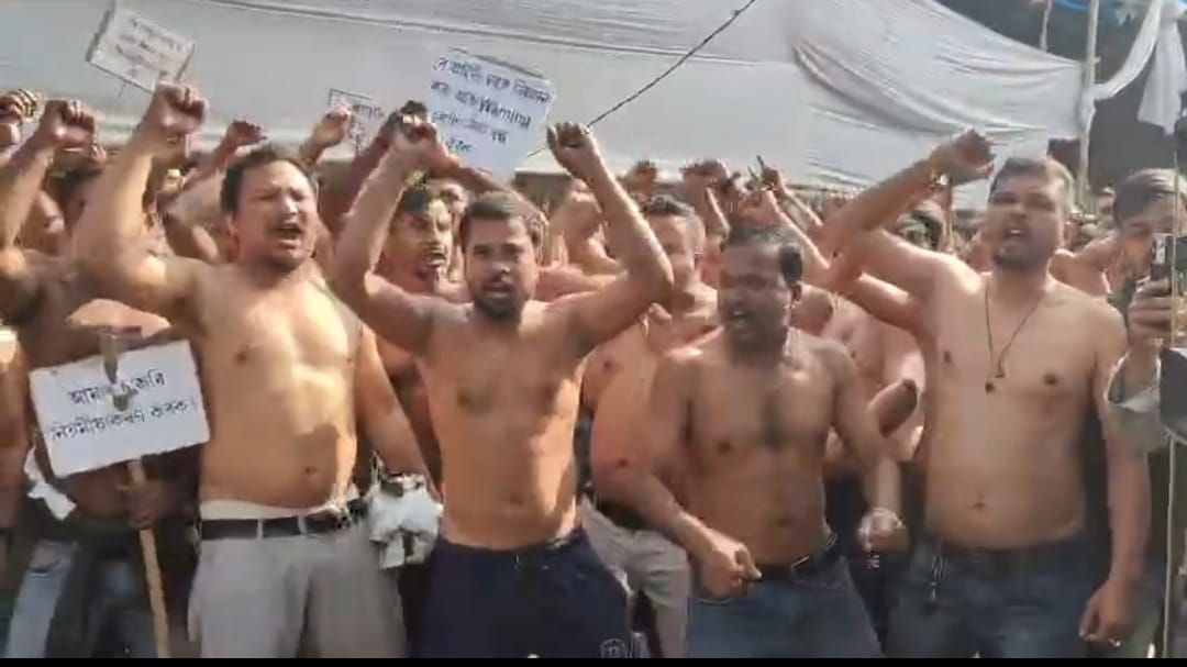 108 MRITYUNJAYA WORKERS PROTEST