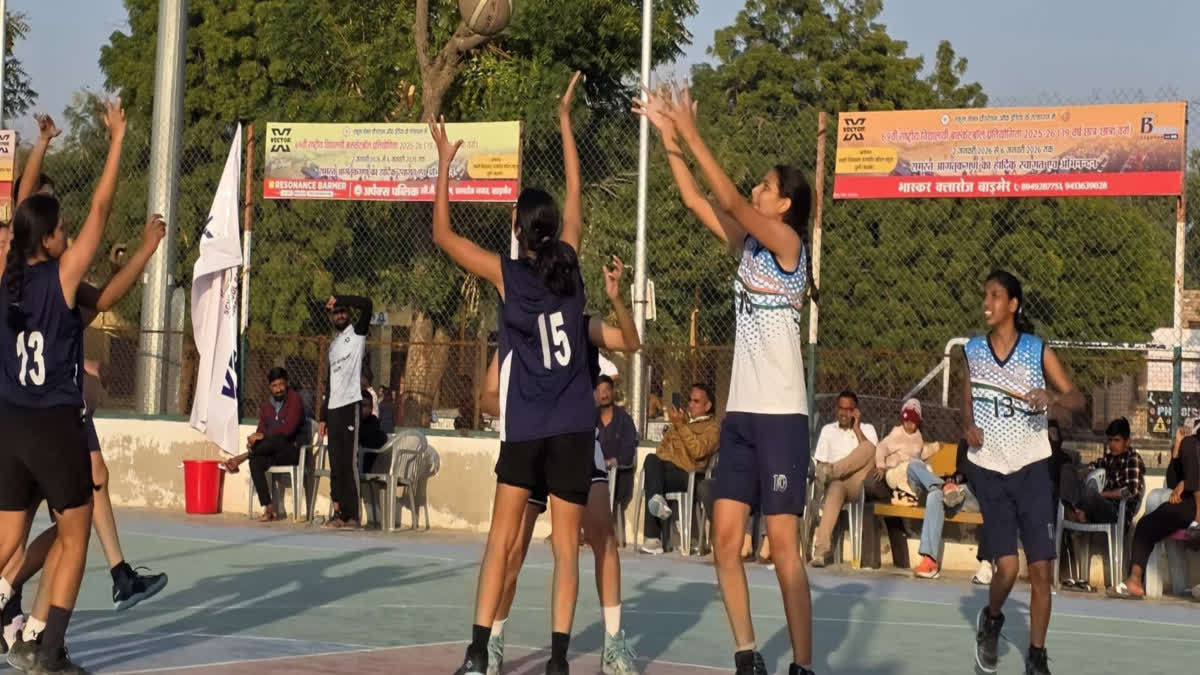 Female students showing their skills for basketball