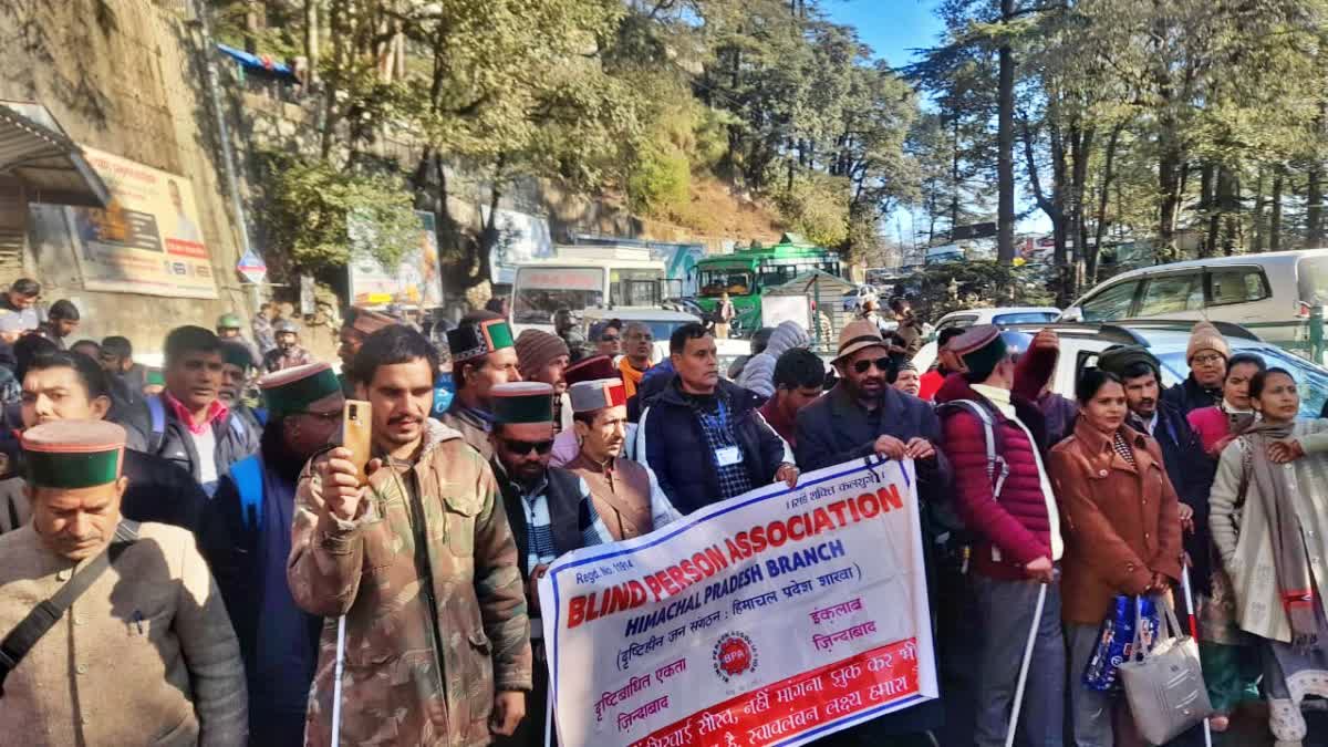 Visually Impaired protest in Shimla