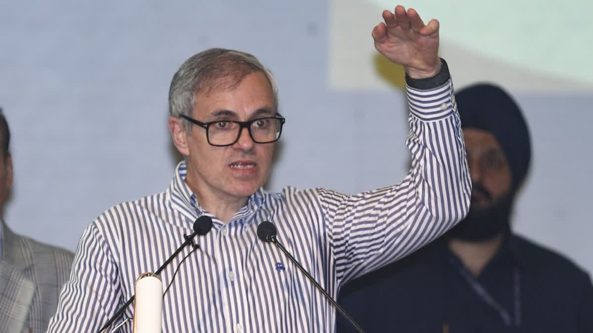 Jammu and Kashmir Chief Minister Omar Abdullah speaks during a function in Jammu
