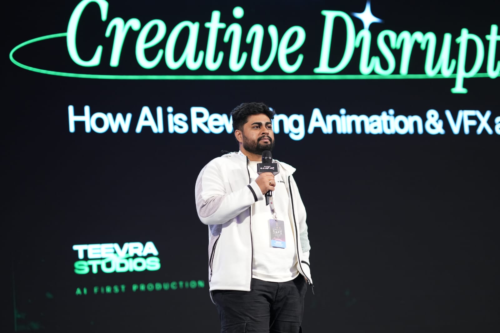 Manasva Bhargava during his talk on Animation-VFX and AI at the GAFX-2026
