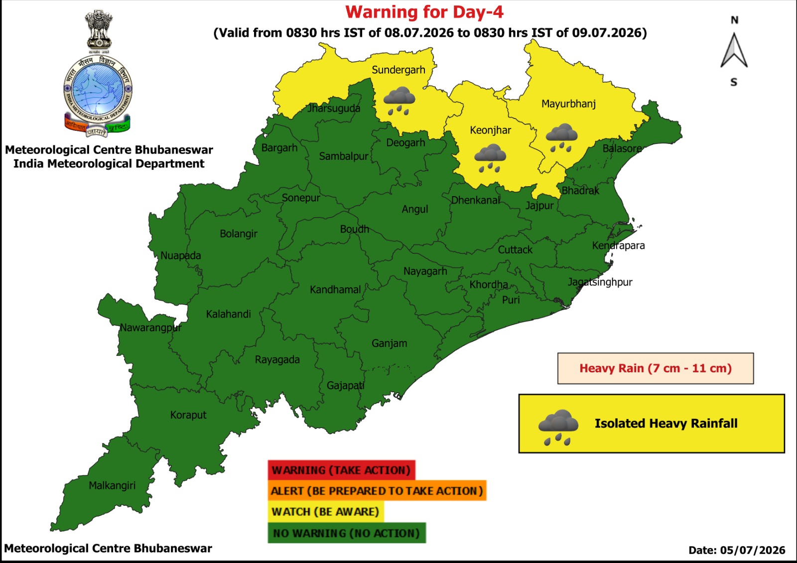 Low pressure area active in the state, heavy rains will continue for 2 days