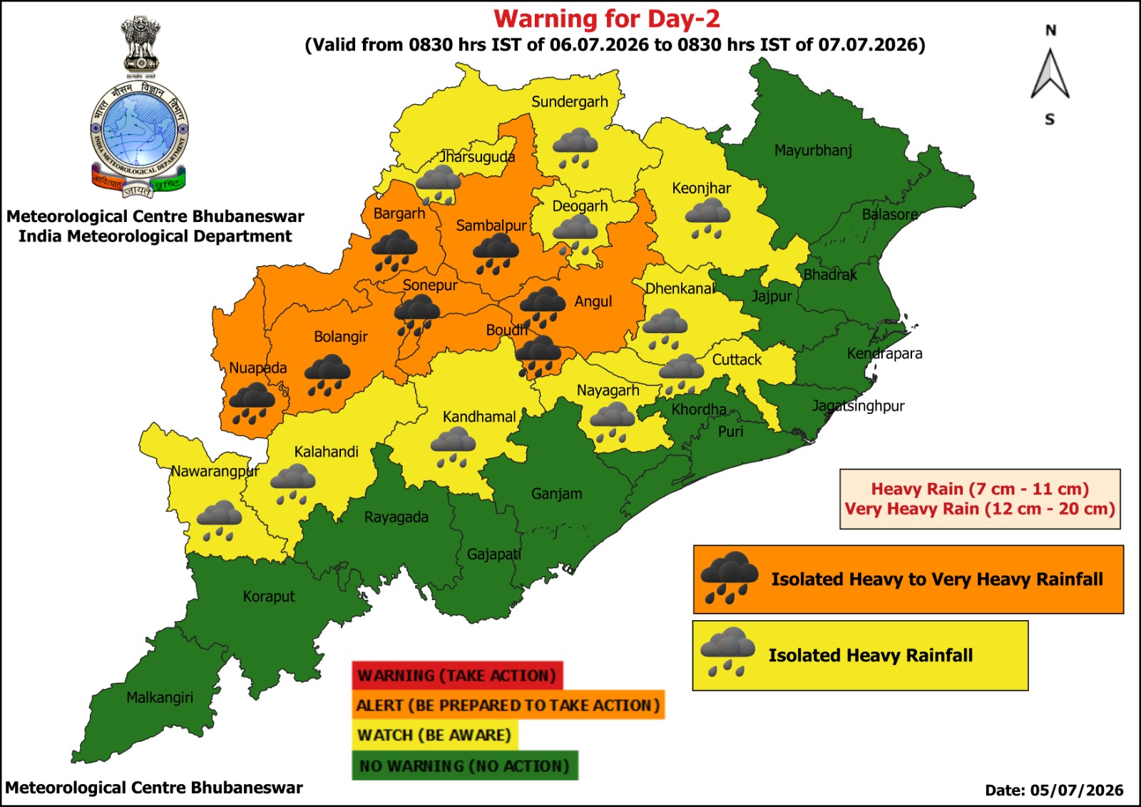 Low pressure area active in the state, heavy rains will continue for 2 days