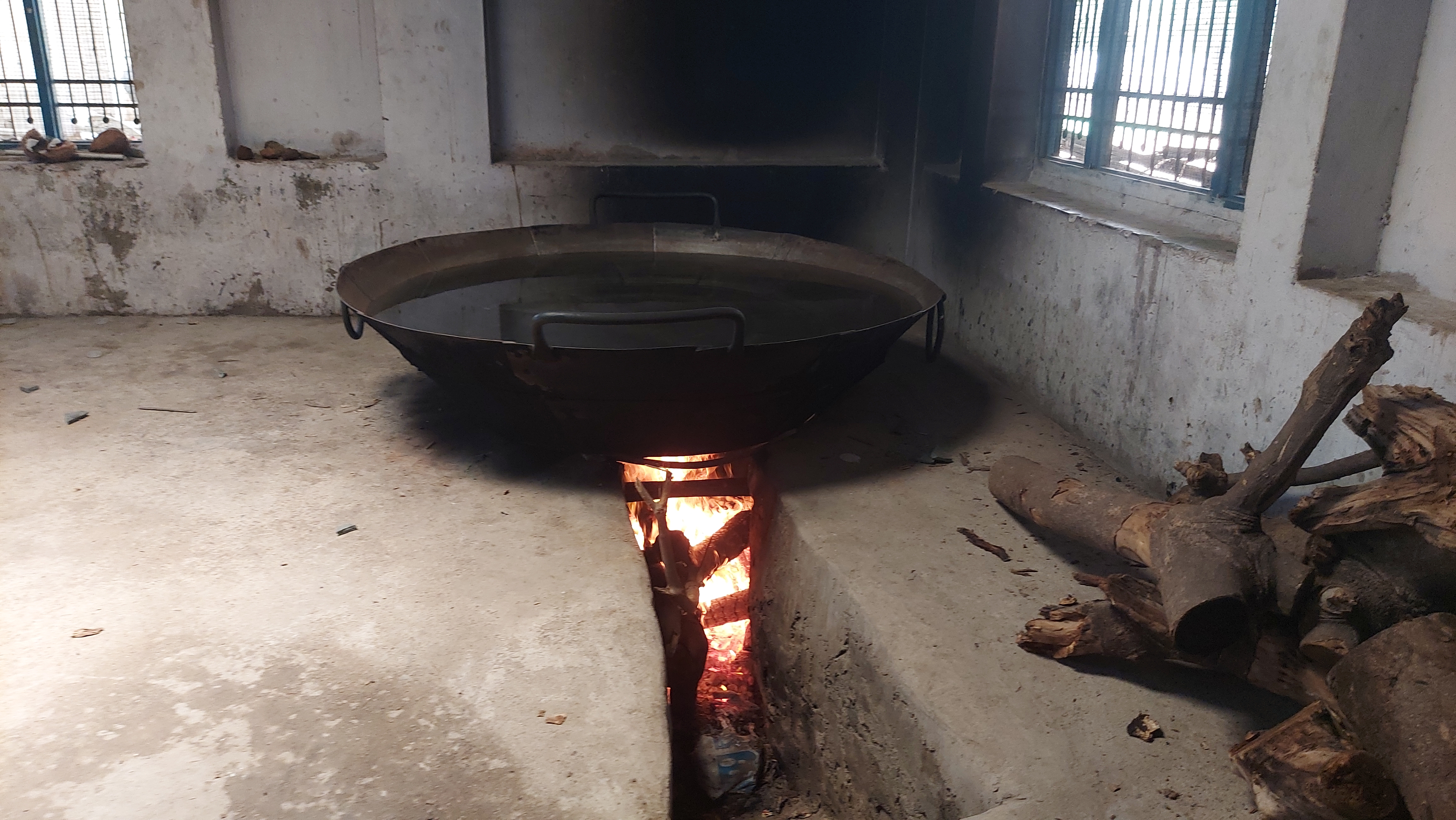 Prasadi being prepared on the hearth