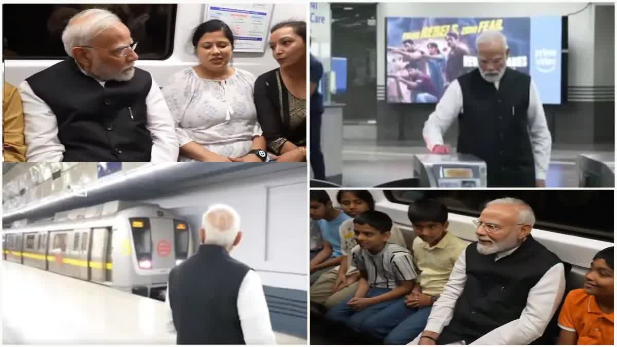 दिल्ली मेट्रो से यात्रा कर श्री राम कॉलेज ऑफ कॉमर्स पहुंचे प्रधानमंत्री