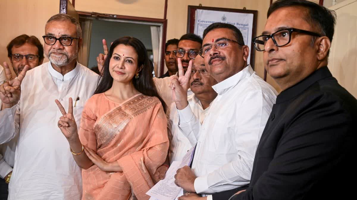 Bengali film actor Koyel Mallick files her nomination for Rajya Sabha in the presence of West Bengal CM Suvendu Adhikari.