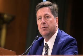FILE - Jay Clayton testifies during a Senate Intelligence Committee confirmation hearing on Capitol Hill, July 15, 2026, in Washington.