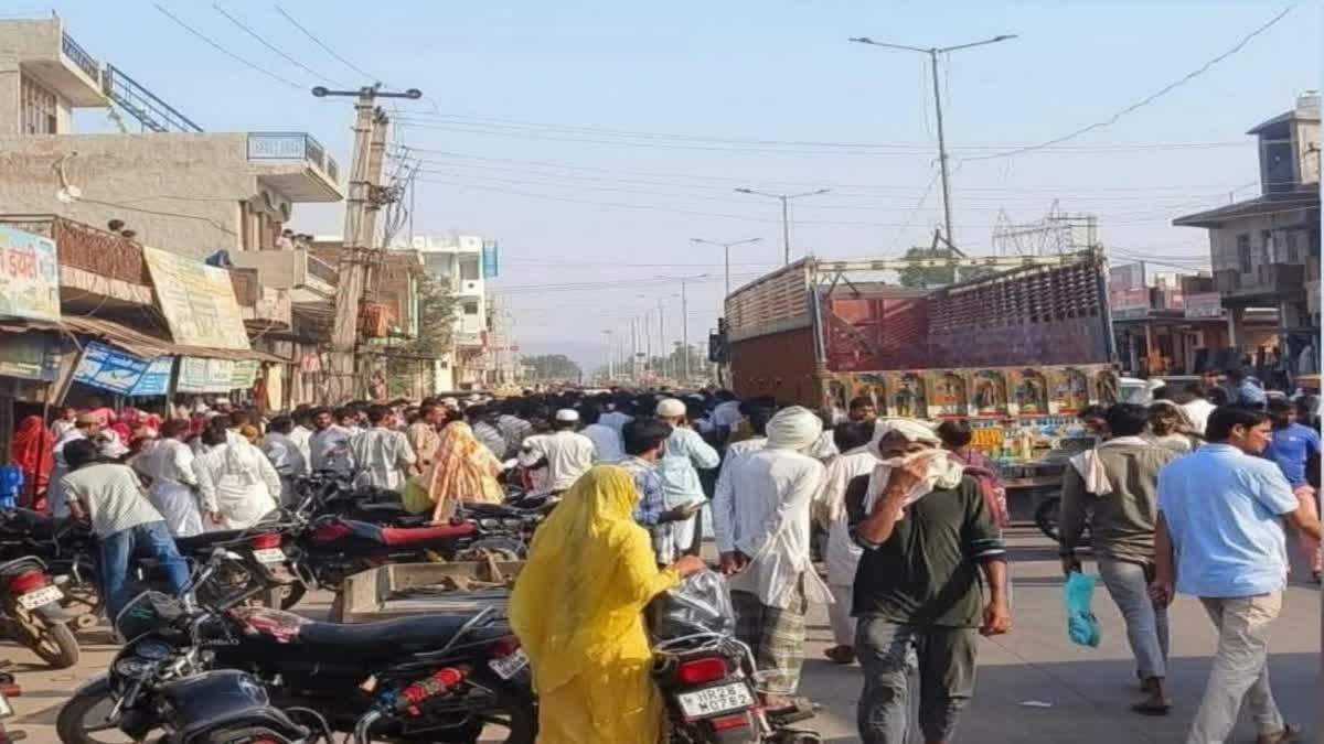 A man, his wife and two children were killed after their motorcycle was hit by a speeding 10-tyre truck on Bewan road in Firozpur Jhirka at Nuh district in Haryana on Wednesday.