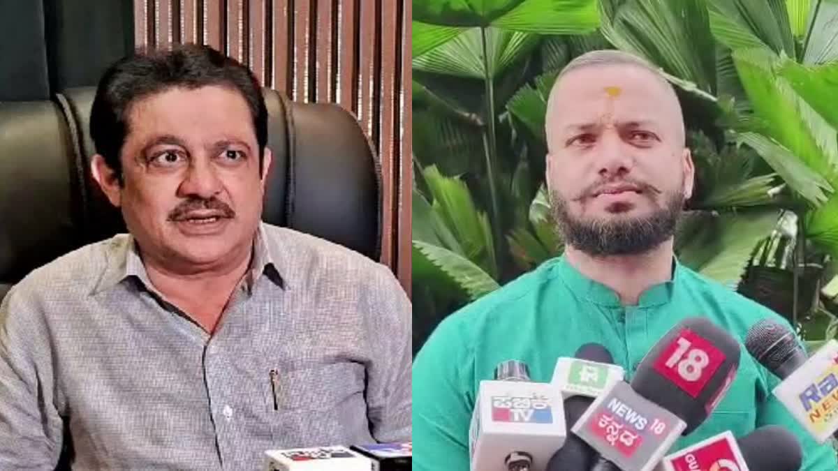 Minister Zameer Ahmed and Hindu leader Tejas Gowda